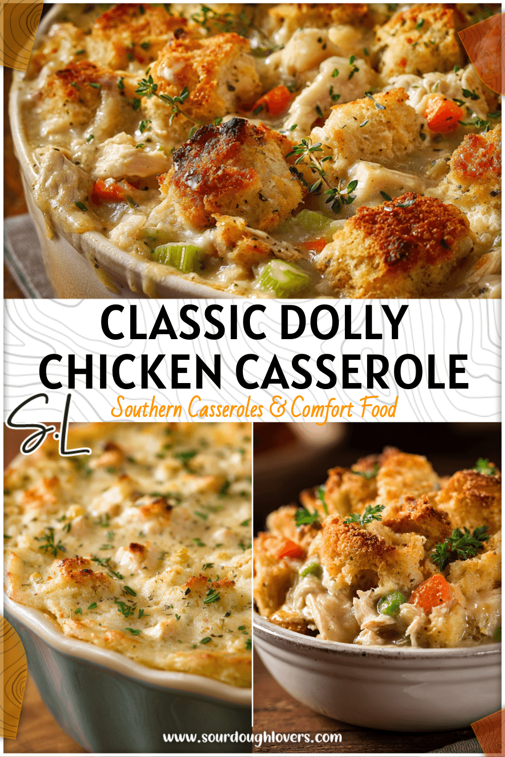 Creamy chicken and stuffing pot pie casserole baked golden with hearty stovetop texture.